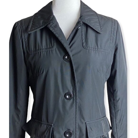 Kenneth Cole Reaction Black Parka Jacket w Leather Trim Womens Sz Small - Picture 2 of 8